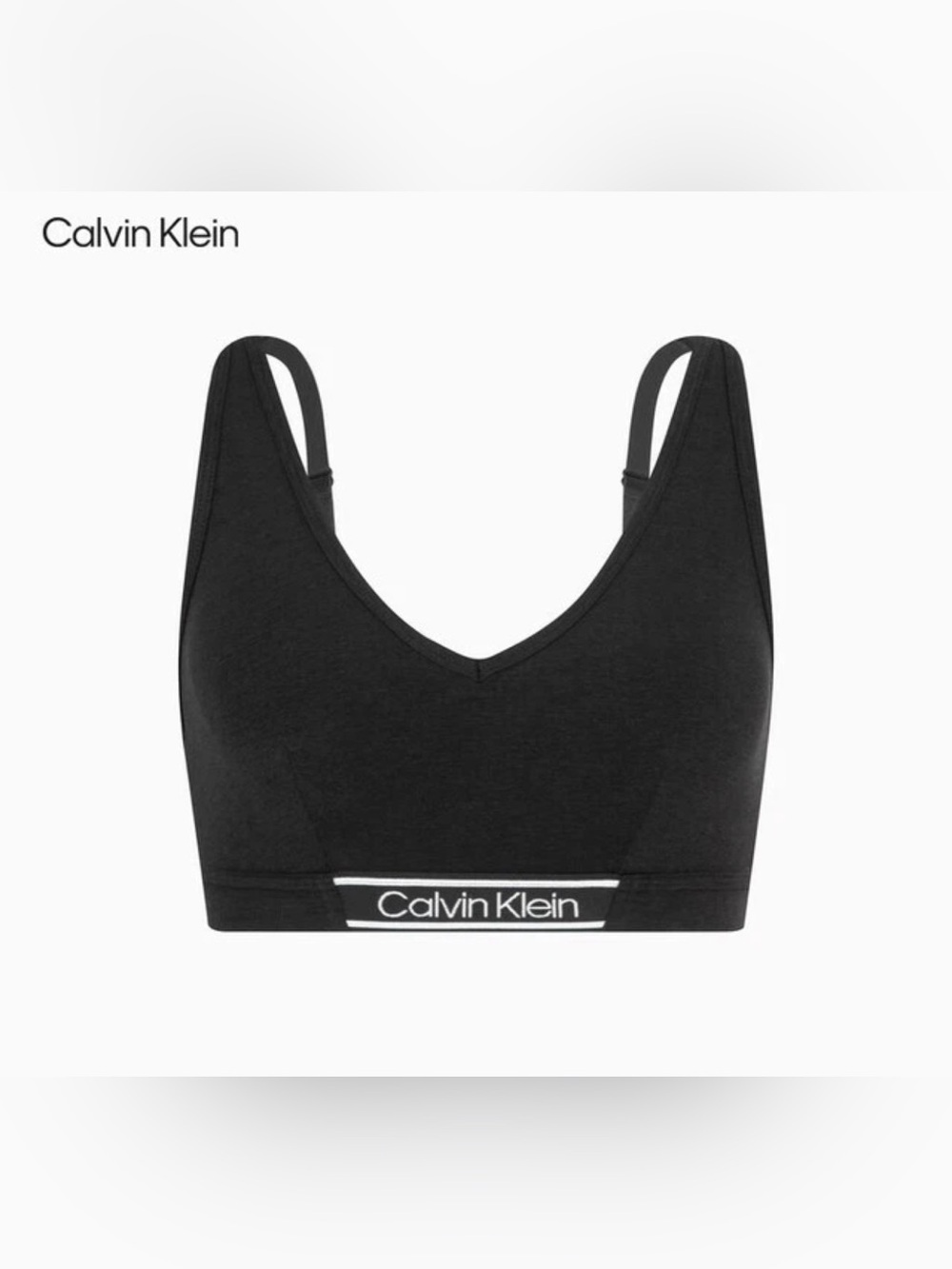 Calvin Klein Black Comfort V-Neck Bralette - Picture 8 of 8